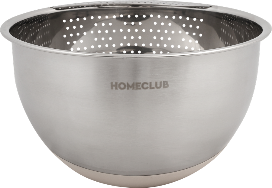Миска-дуршлаг HOMECLUB Strain 22см, с наклоном, нержавеющая сталь, силикон, Арт. SSB-22, предпросмотр