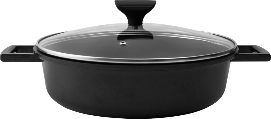 Жаровня PLATINUM CHOICE Smart Cook 28см, литая, стеклянная крышка, индукция, Арт. SC-PL-28ST