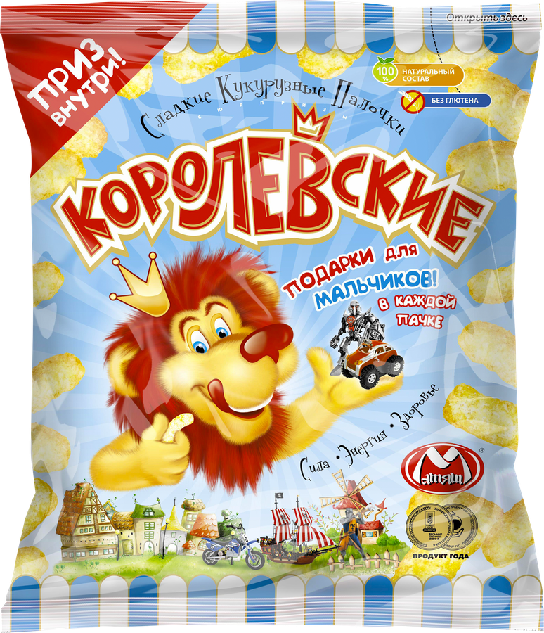 Палочки кукурузные МАТЯШ Сладкие, с подарком для мальчика, 70г