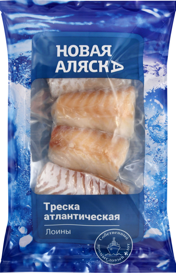 Треска Атлантическая замороженная НОВАЯ АЛЯСКА филе спинки без кожи, 400г