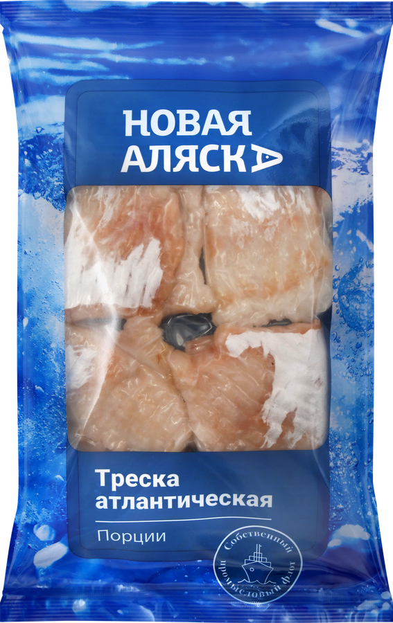 Треска Атлантическая замороженная НОВАЯ АЛЯСКА филе порционное без кожи, 400г