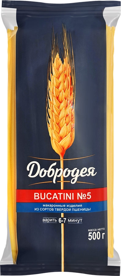 Макароны ДОБРОДЕЯ Bucatini №5, группа А высший сорт, 500г