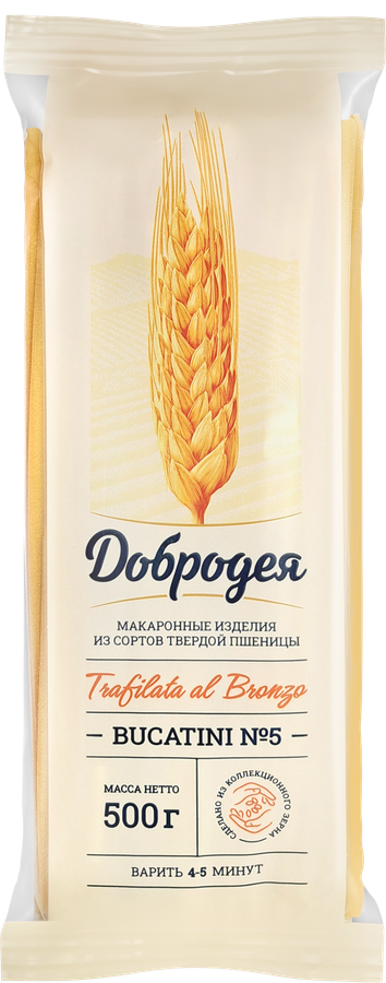 Макароны ДОБРОДЕЯ Bucatini №5 trafilata al bronzo, группа А высший сорт, 500г