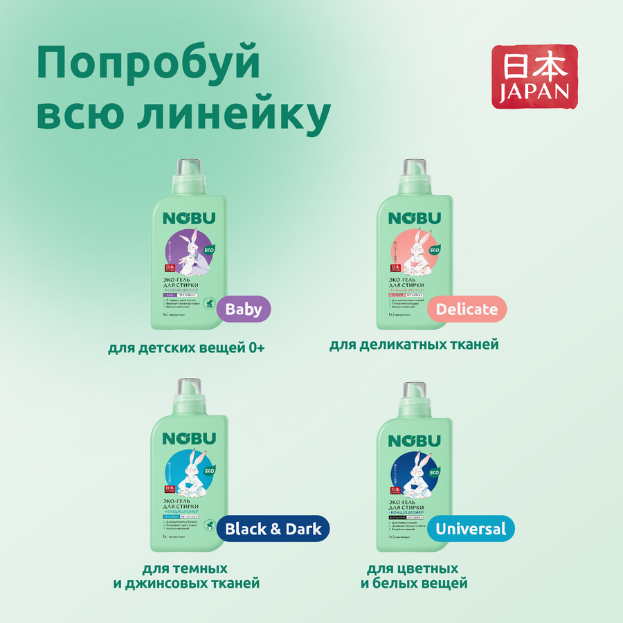 Гель для стирки NOBU Black&Dark 2в1 экологичный с кондиционером, 2л, предпросмотр