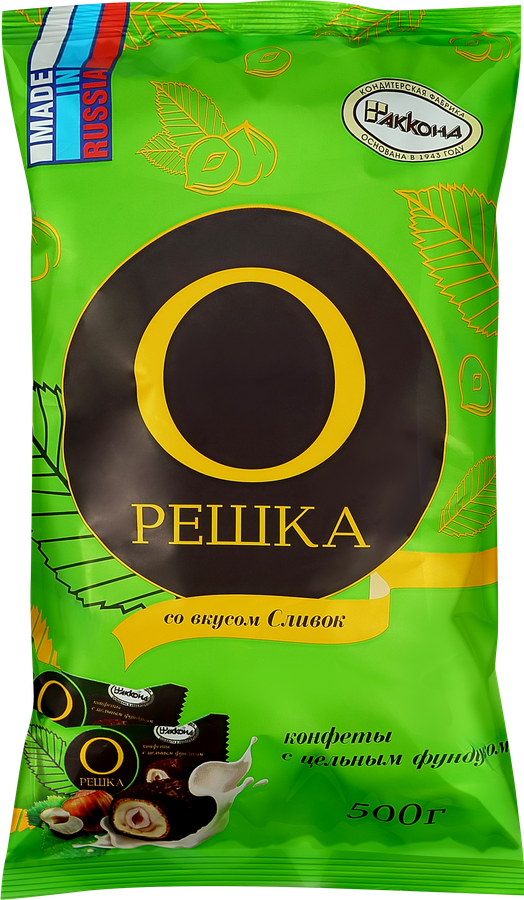 Конфеты АККОНД Орешка, с цельным фундуком со вкусом сливок, 500г
