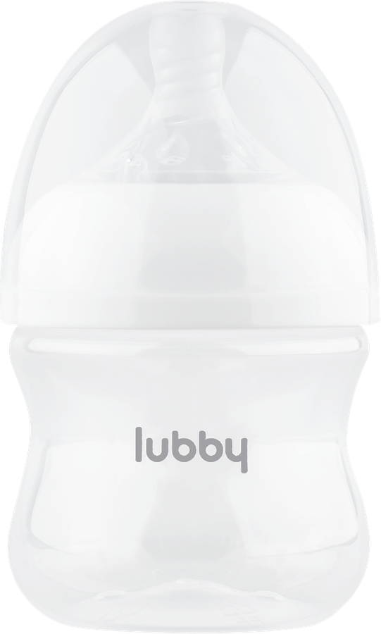 Бутылочка для кормления LUBBY Бионика 120мл с молочной соской и широким горлом, с 0 месяцев, Арт. 34564