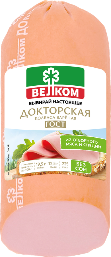 КолбасаваренаяВЕЛКОМДокторская,400г
