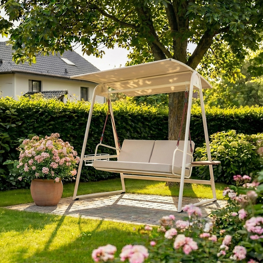 Качели 3-х местные GIARDINO CLUB 205х110х178см, с подставкой, Арт.HS-LT-A, предпросмотр