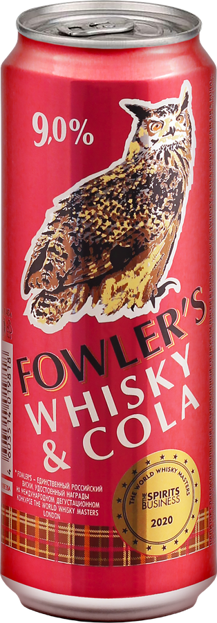 Напиток слабоалкогольный FOWLERS со вкусом виски и колы газированный 0.45л 9%, предпросмотр