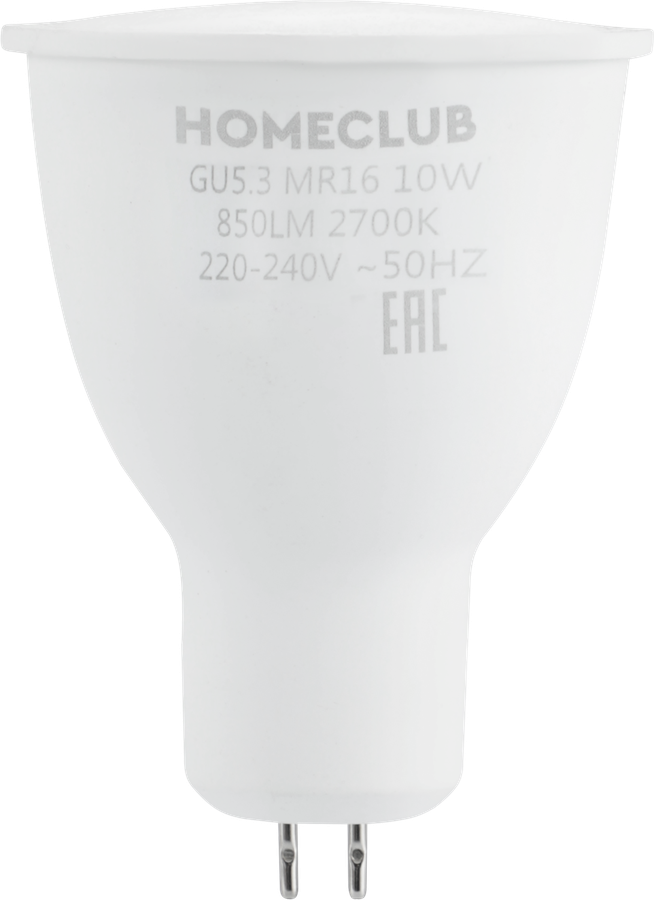 Лампа светодиодная HOMECLUB софит 10Вт GU5.3 теплый свет, Арт. LED-MR16-10GU5.327, предпросмотр