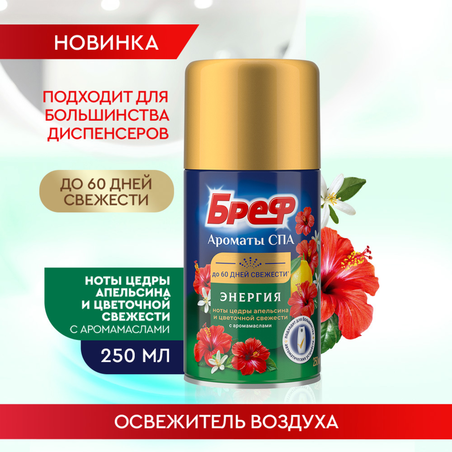 Баллон сменный для освежителя воздуха БРЕФ Ароматы СПА Энергия, автоматический, 250мл, предпросмотр