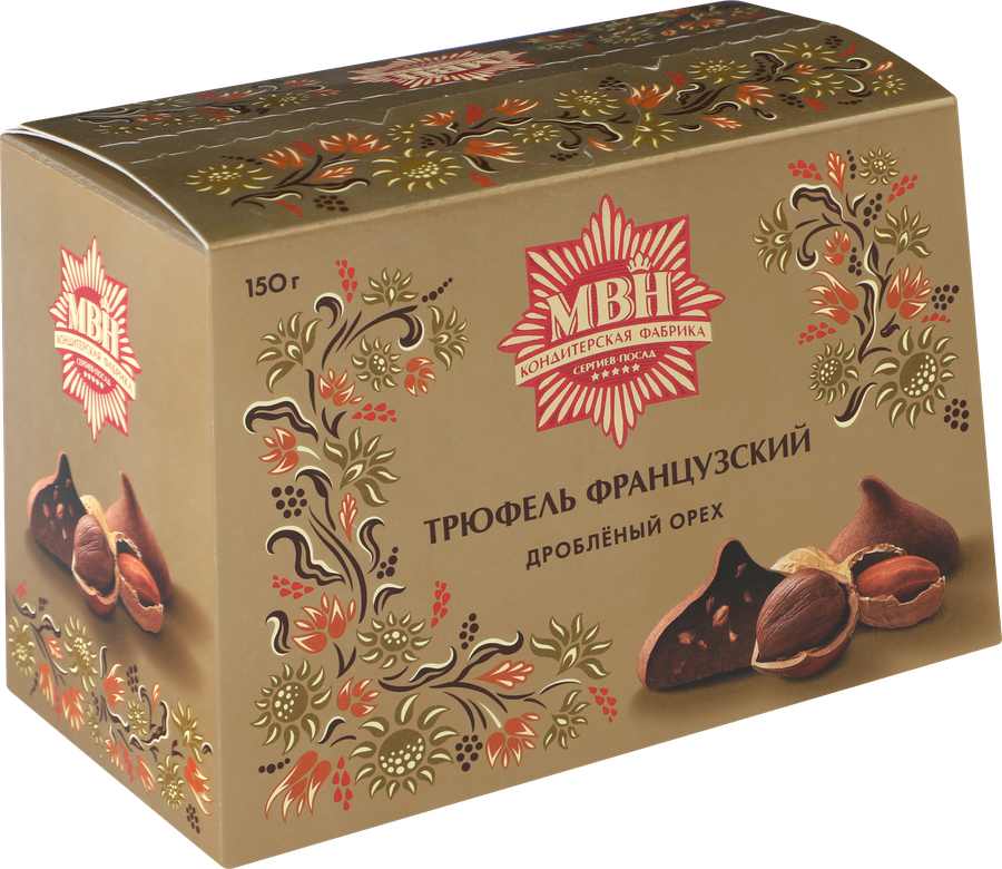 Конфеты МВН Трюфель французский с дробленым орехом, сундучок, 150г, предпросмотр