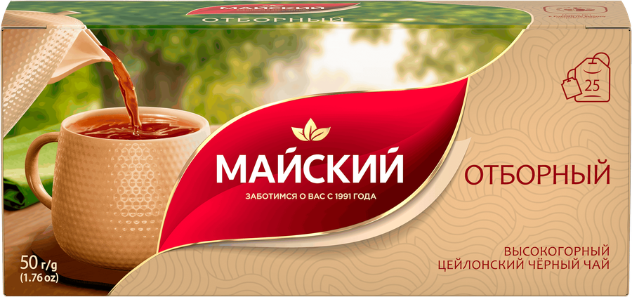 Чай черный МАЙСКИЙ Отборный байховый, 25пак