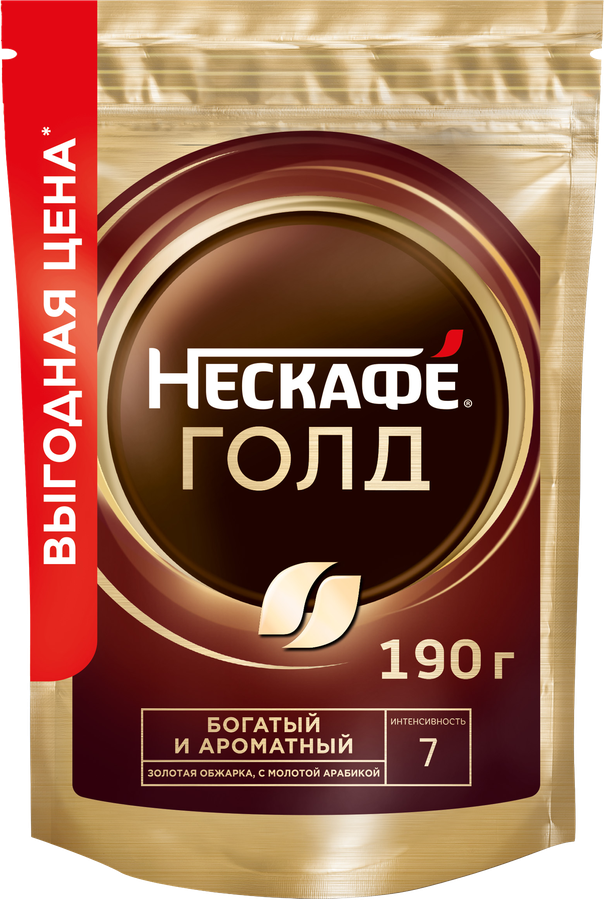 Кофе растворимый с добавлением молотого NESCAFE Gold, 190г