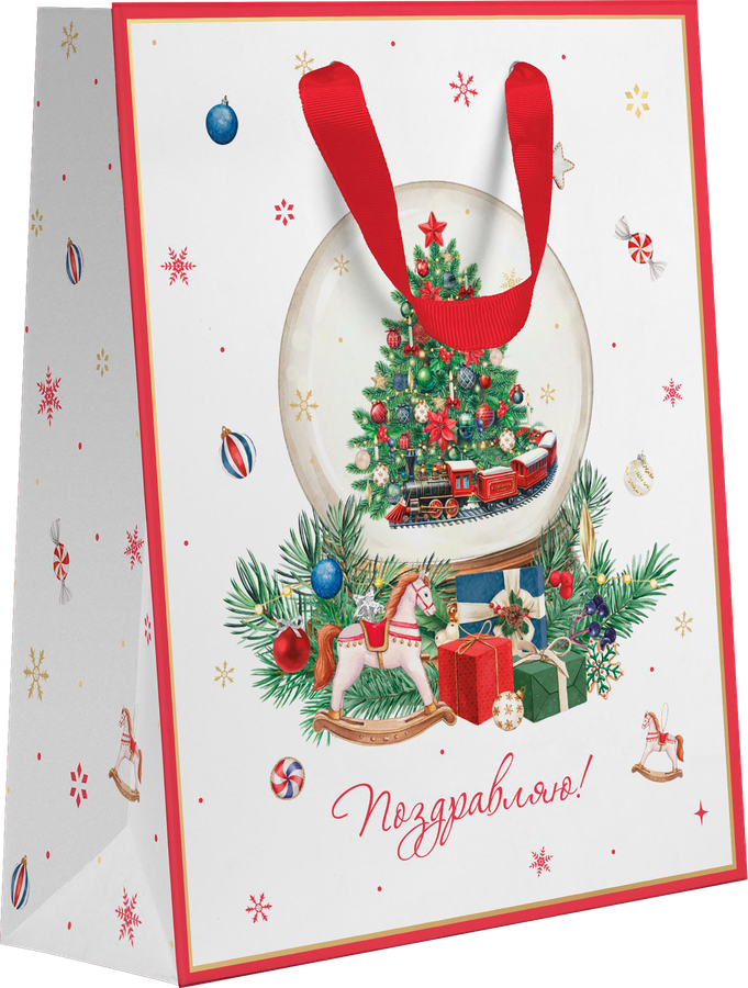Пакет подарочный CITY HOME TRADE New Years Joy 23х18х10см, эффект, превью