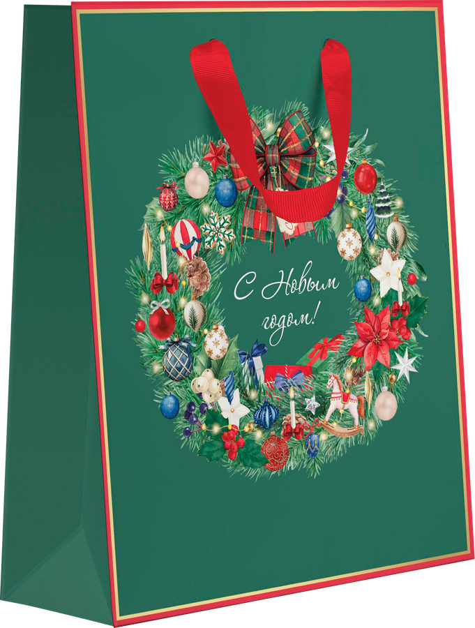 Пакет подарочный CITY HOME TRADE New Years Joy 23х18х10см, эффект, превью