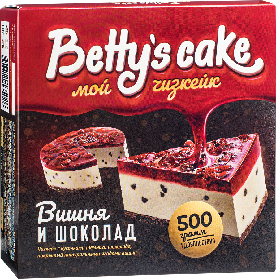 Пирог сырный BETTY'S CAKE Чизкейк Вишня и шоколад, без змж, 500г, превью