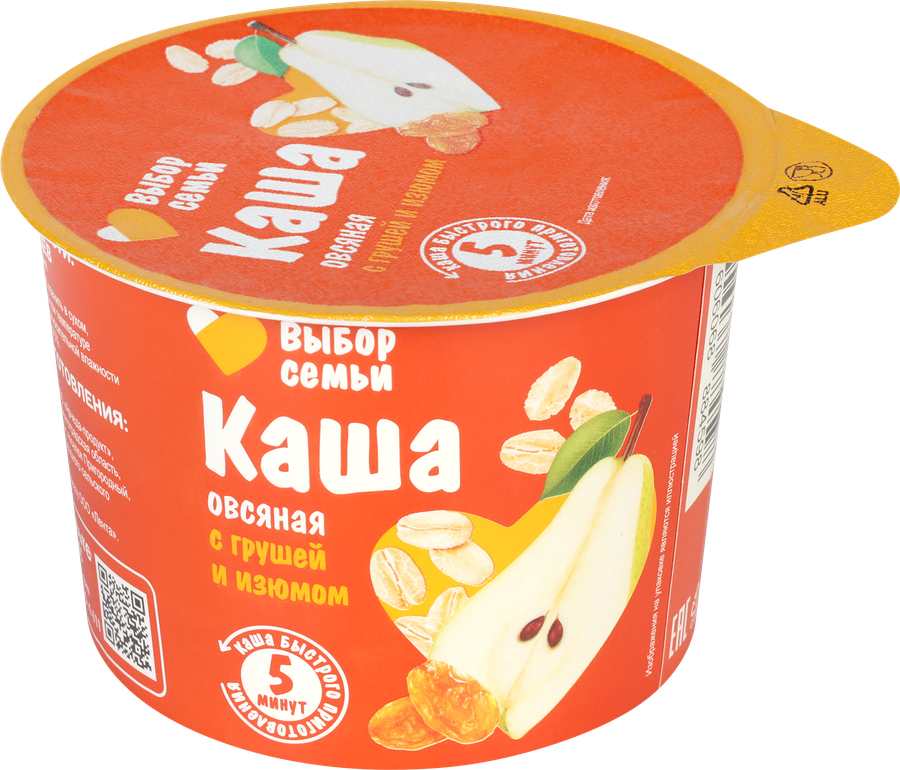 Каша овсяная ВЫБОР СЕМЬИ с грушей и изюмом, 43г, превью