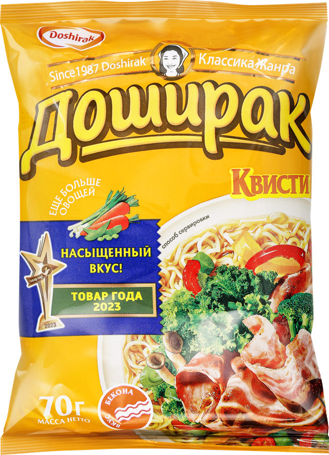 Лапша DOSHIRAK Квисти со вкусом бекона, 70г