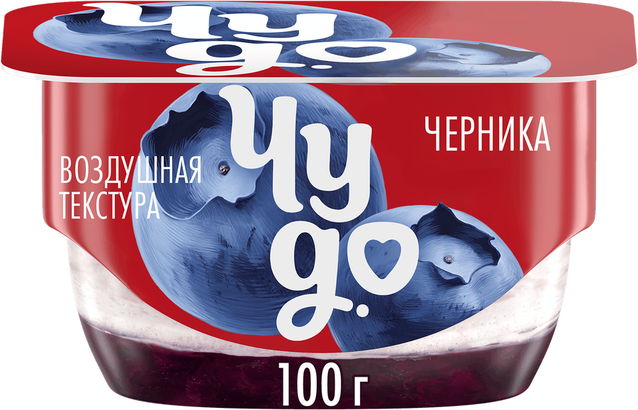 Десерт творожный ЧУДО Творожок взбитый двухслойный Черника 4,2%, без змж, 100г