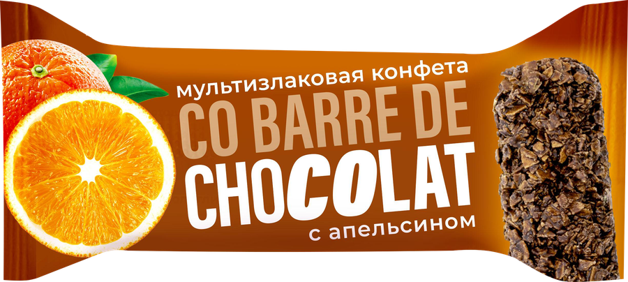 Конфеты CO BARRE DE CHOCOLAT Мультизлаковые с апельсином, 135г, предпросмотр