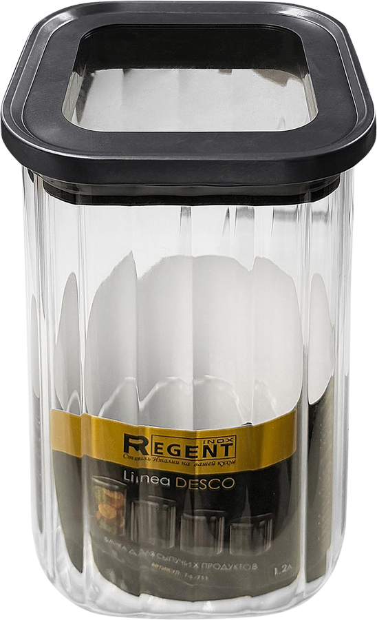 Банка для сыпучих продуктов REGENT INOX Linea Desco, 1.2л, Арт. 74-711, предпросмотр