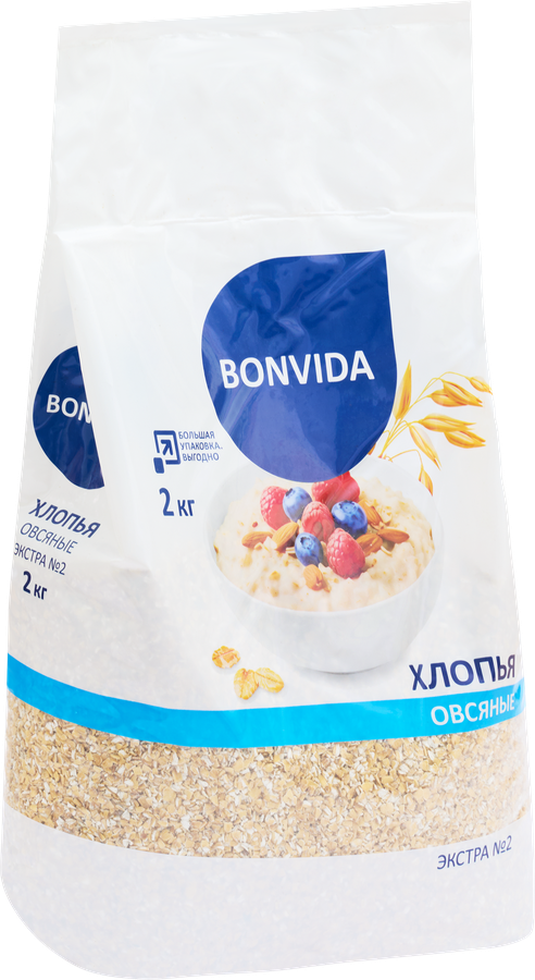 Хлопья овсяные BONVIDA Экстра №2, 2кг, превью