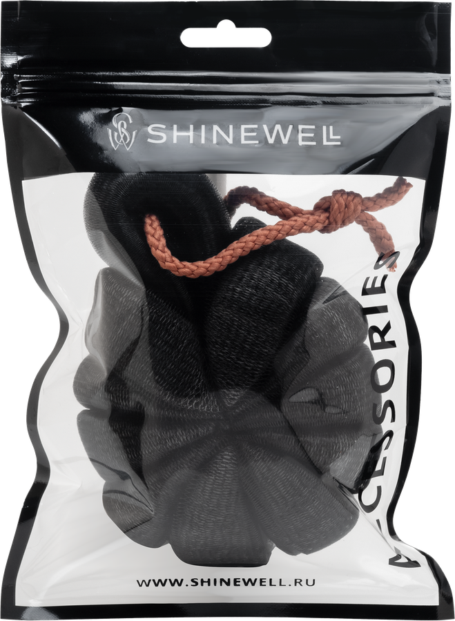 Мочалка SHINEWELL черная/бежевая, предпросмотр
