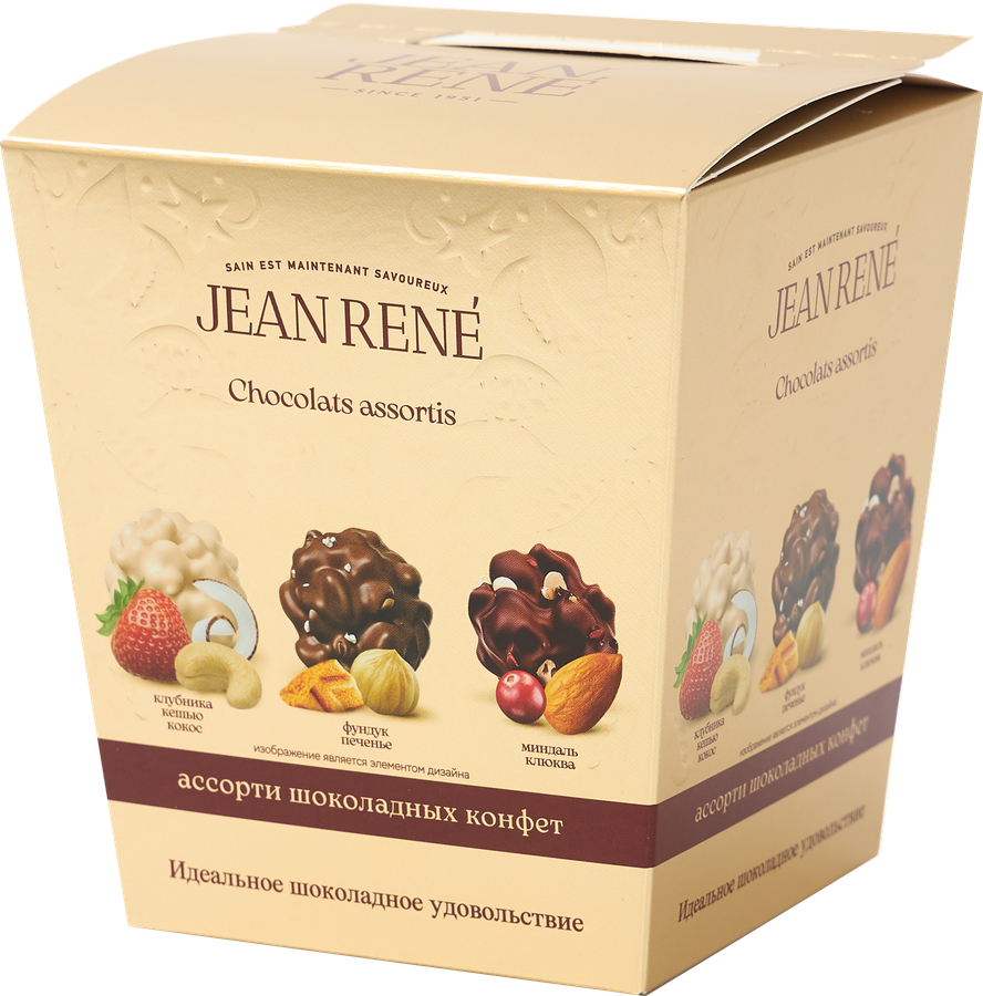 Конфеты JEAN RENE Ассорти из темного, молочного и белого шоколада, 132г, предпросмотр