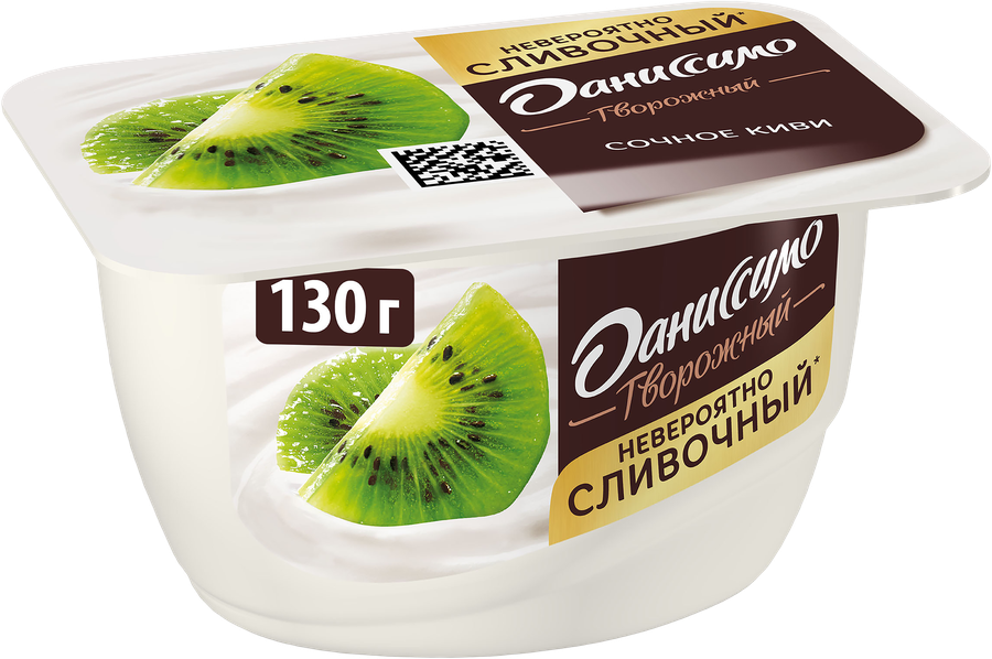 Продукт творожный ДАНИССИМО с киви 5,5%, без змж, 130г
