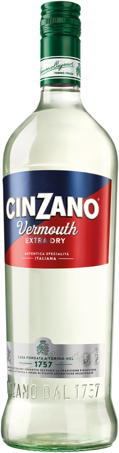Напиток виноградосодержащий CINZANO Вермут Экстра Драй из виноградного сырья белый полусухой, 1л